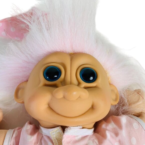 Russ Troll Doll Kidz Pink Polka Dot Pajamas Nightcap 12" Sleepyhead VTG 90s - Picture 7 of 14